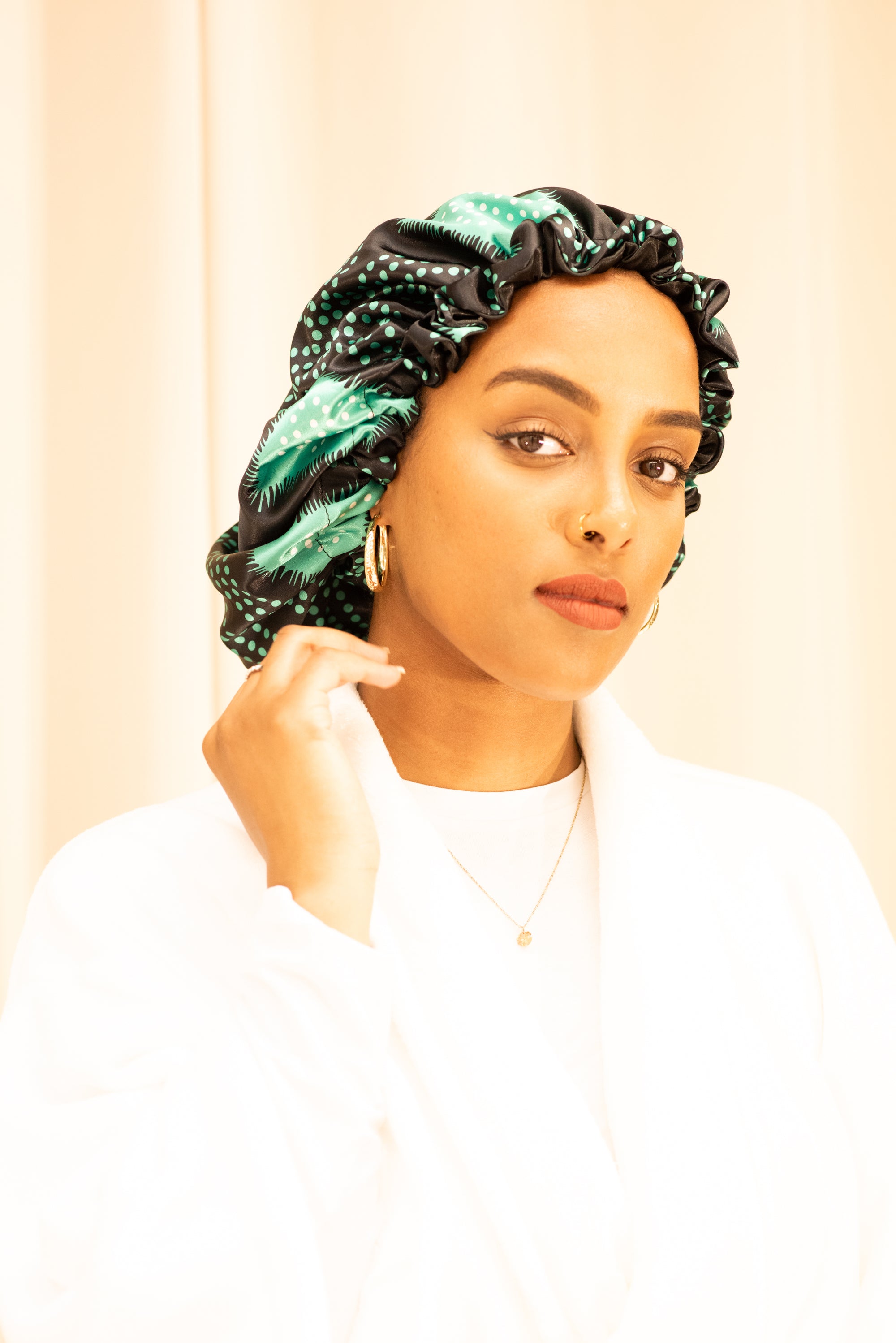 Shash print satin Bonnet