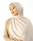 Cream Pearl Korean Chiffon hijab Kabayare