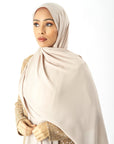 Cream Pearl Korean Chiffon hijab Kabayare